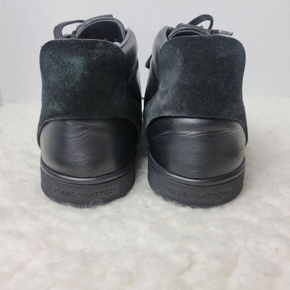 Authentic Louis Vuitton Mens Size 9 Black Leather High Top Sneakers MS 1103 - Picture 4 of 12